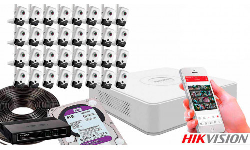 Комплект видеонаблюдения на 32 камеры для помещения со звуком 4mp IP